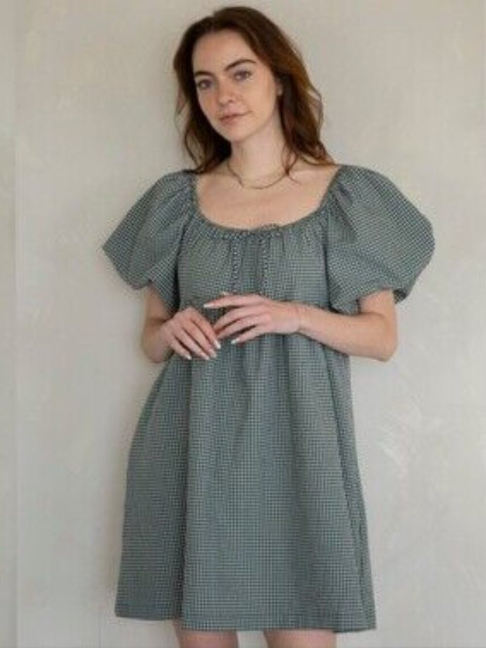 NWOT The Things Between Jessie Dress in Deep Green Gingham size small